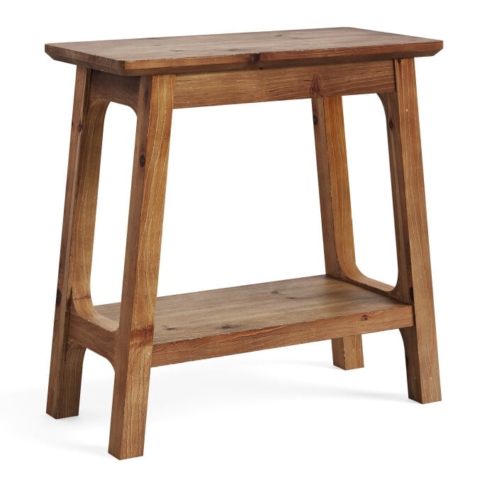 Solid Wood End Table, Rustic 2-Tier Side Table for Living Room