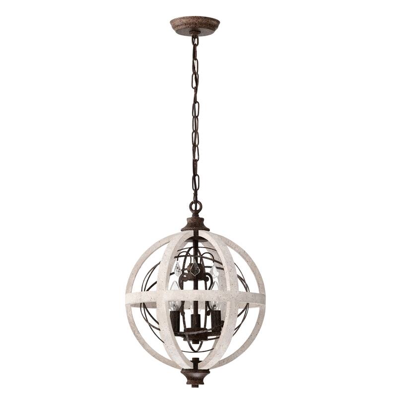 Reenie 14 Inch Farmhouse Globe Pendant Wood Grain 3 Light