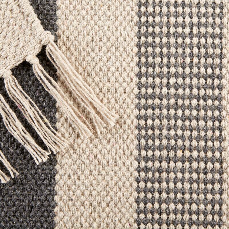 DII Black Ticking Stripe Hand-Loomed Rug 2x3 Ft - 24.0 In. L X 36.0 In. W X 0.2 In. H