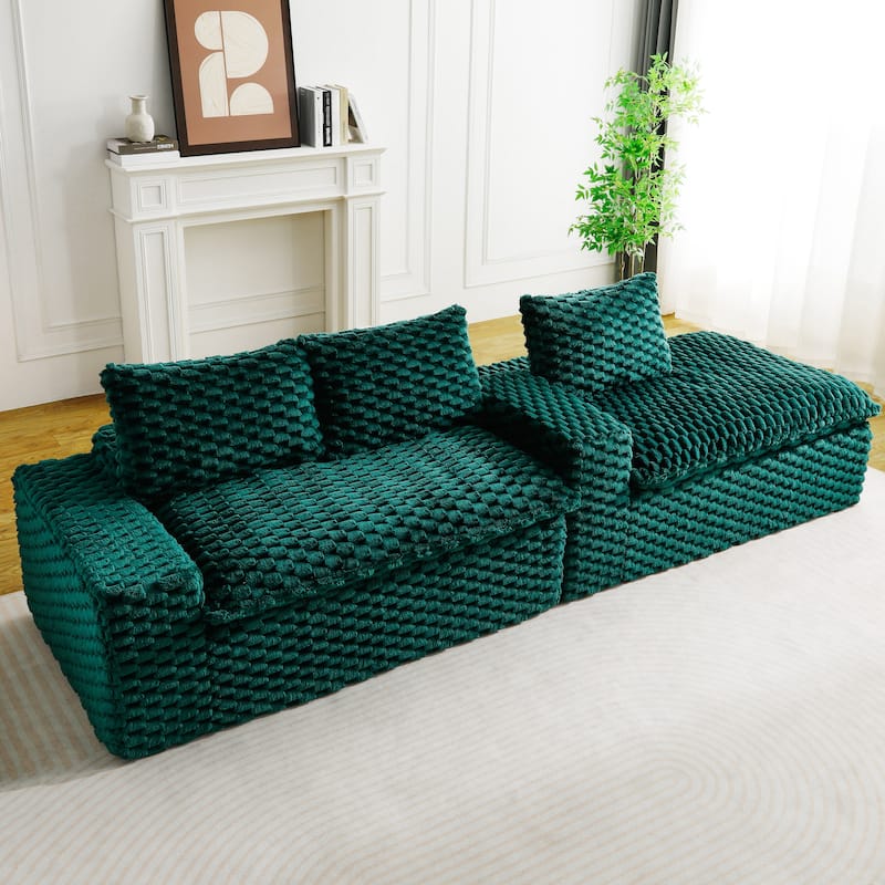 L-Shaped Sleeper Sectional Sofa Convertible Straight Sofa, Loveseat and Chaise Lounge Set for Living Room