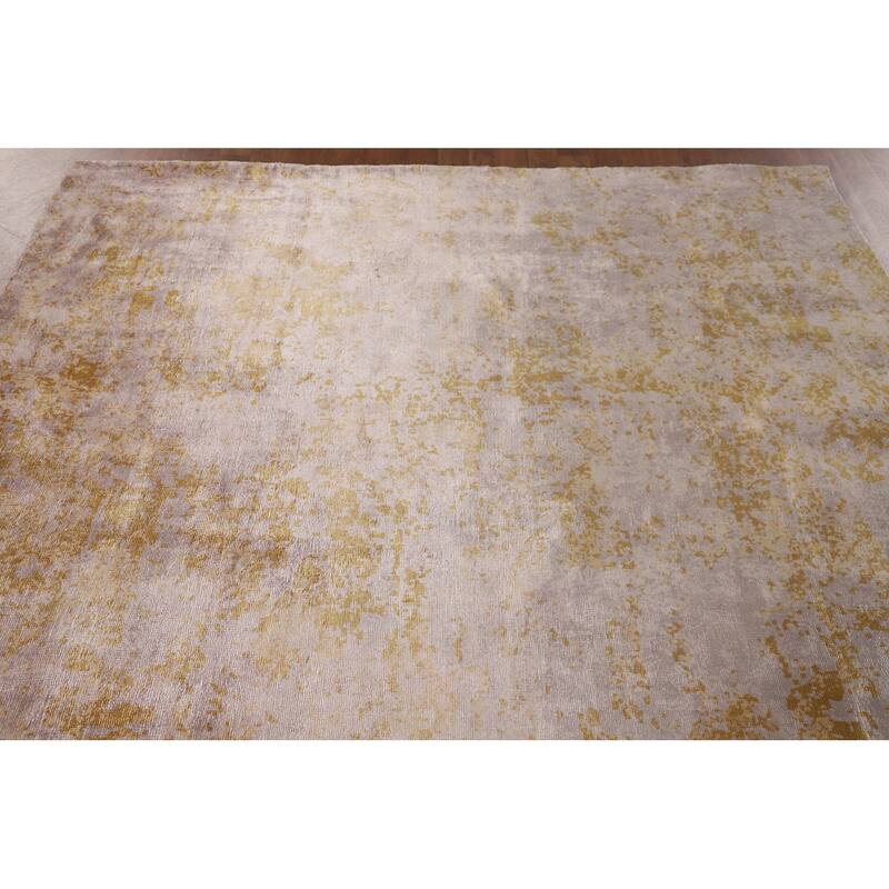 Modern Area Rug Hand-Knotted Abstract Bedroom Wool Carpet - 6'6"x 9'10"