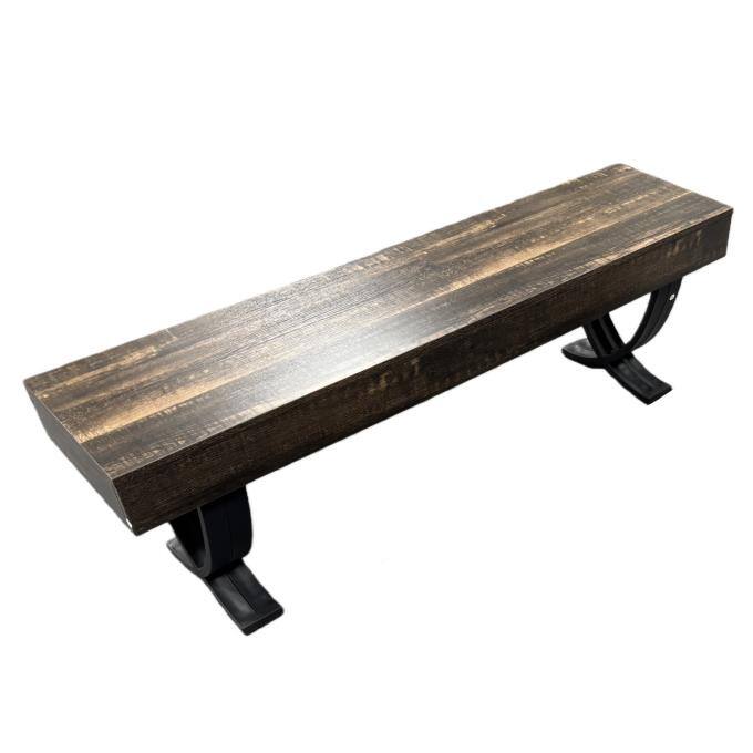 55-Inch Dining Room Bench, Wood Kitchen Bench with Metal Legs - 1PC - Oak&Black