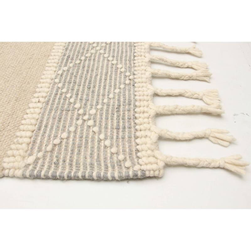 ECARPETGALLERY Braid weave Sienna Beige Wool Rug - 5'3 x 8'0