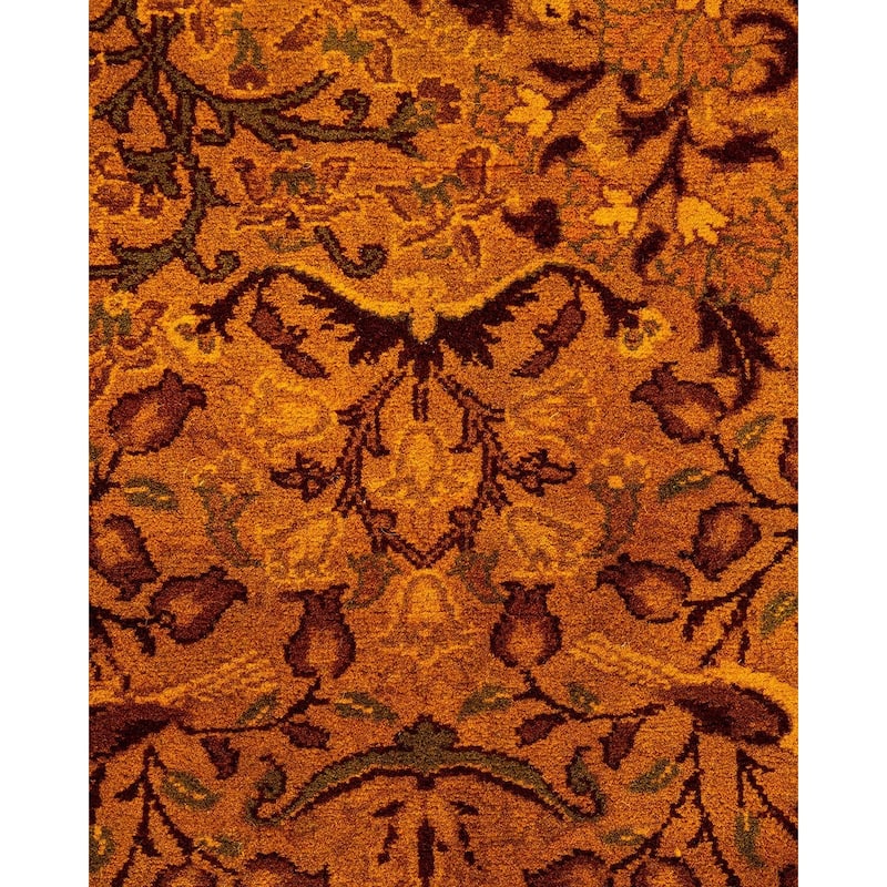 Overton Hand Knotted Wool Vintage Inspired Modern Contemporary Overdyed Gold Area Rug - 2' 8" x 4' 10"