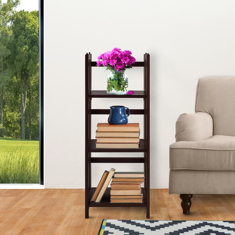 3-Shelf Folding 14-inch Wide Bookcase
