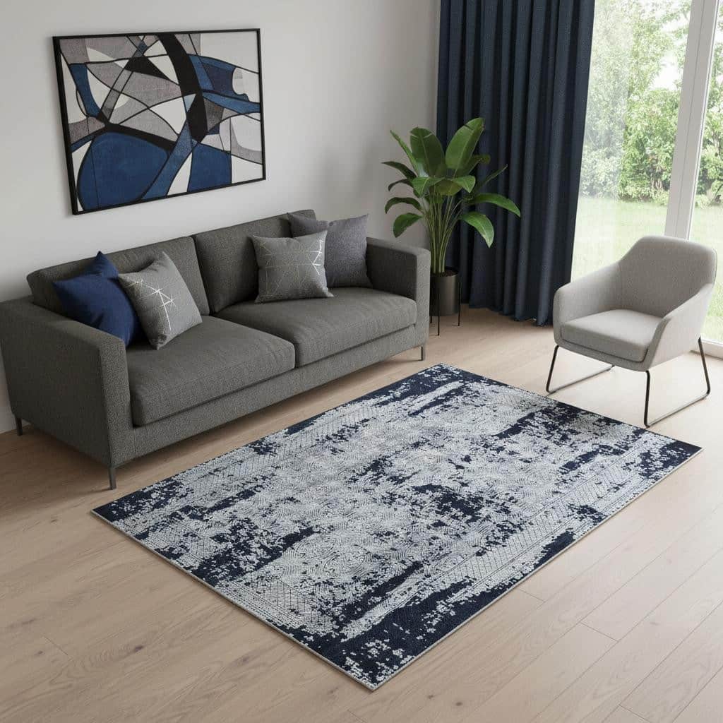 HomeRoots Abstract Contemporary Rectangle Area Rug - 5' X 8'