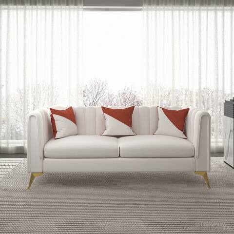 Modern Velvet Upholstered Sofa with Channel Tufting - 80"Wx33"Dx32"H