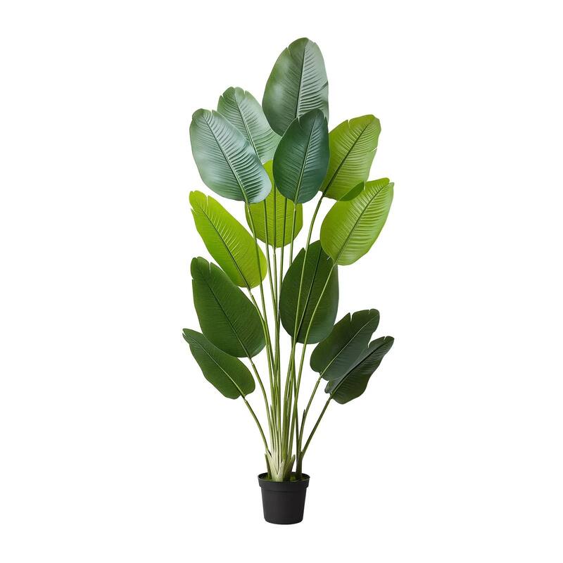 6ft Faux Bird of Paradise Tree with Sturdy PE Material and Moss Pot for Indoor Decorative Plant - 23.62 x 15.75 x 74.8 inch