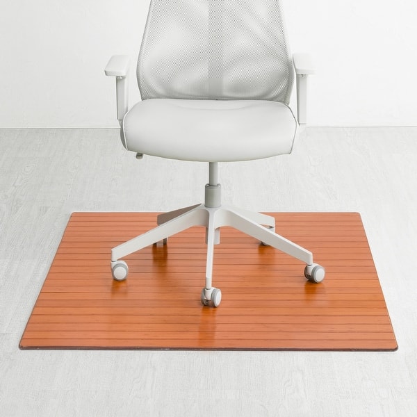 slide 2 of 15, Jani Eco Bamboo Roll-up Rectangular Chair Mat - Durable,Eco-Friendly Chair Mat Walnut