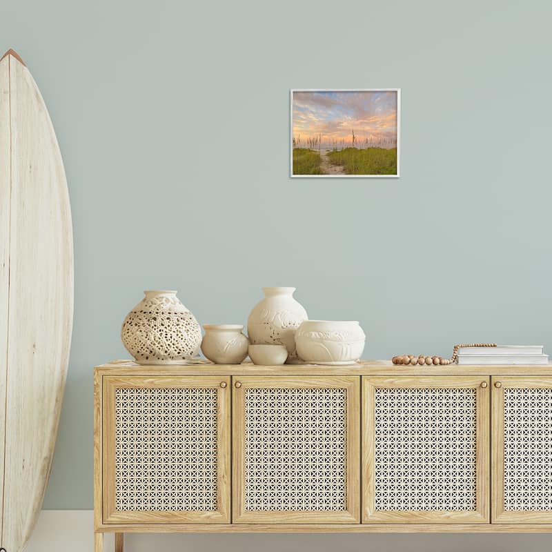Stupell Serene Coastal Path Grasses Framed Giclee Art Design By Mary Lou Johnson