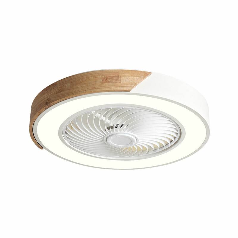 22In Enclosed Low Profile Dimmable Ceiling Fan With Light Wood/Acrylic