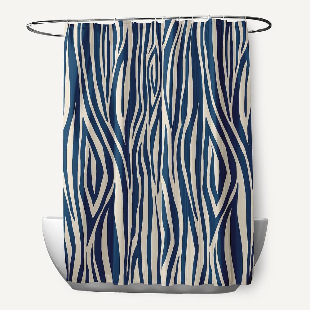 71 x 74-inch Wood Stripedd Geometric Print Shower Curtain