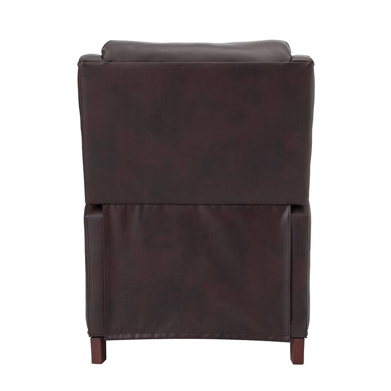 Brigida Cigar Genuine Leather Pushback Recliner with Nailhead Trim by HULALA HOME
