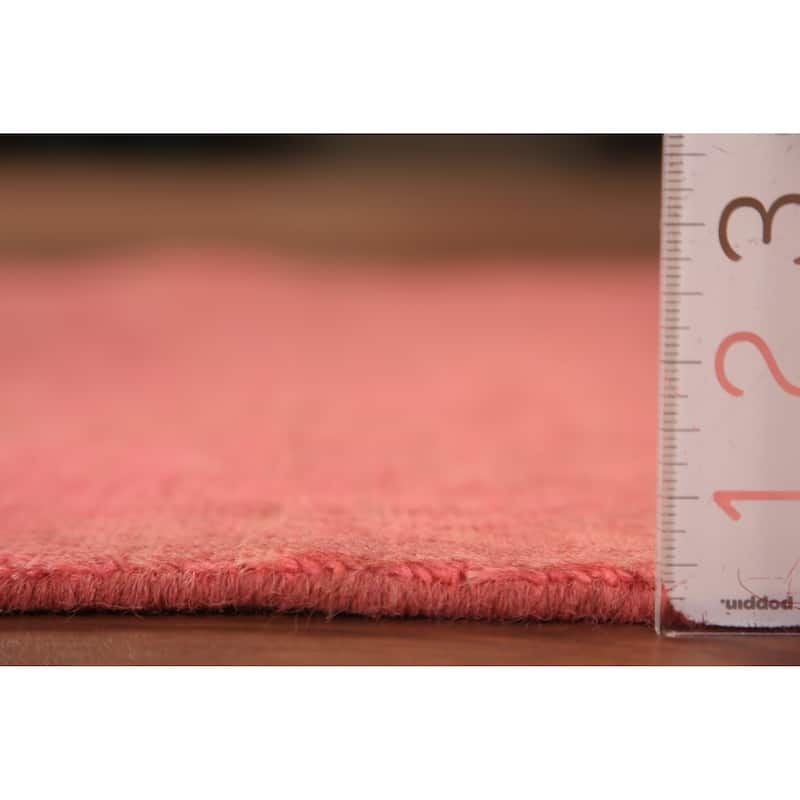 Pink Gabbeh Modern Rug Handmade Solid Wool Carpet - 2'8" x 4'1"