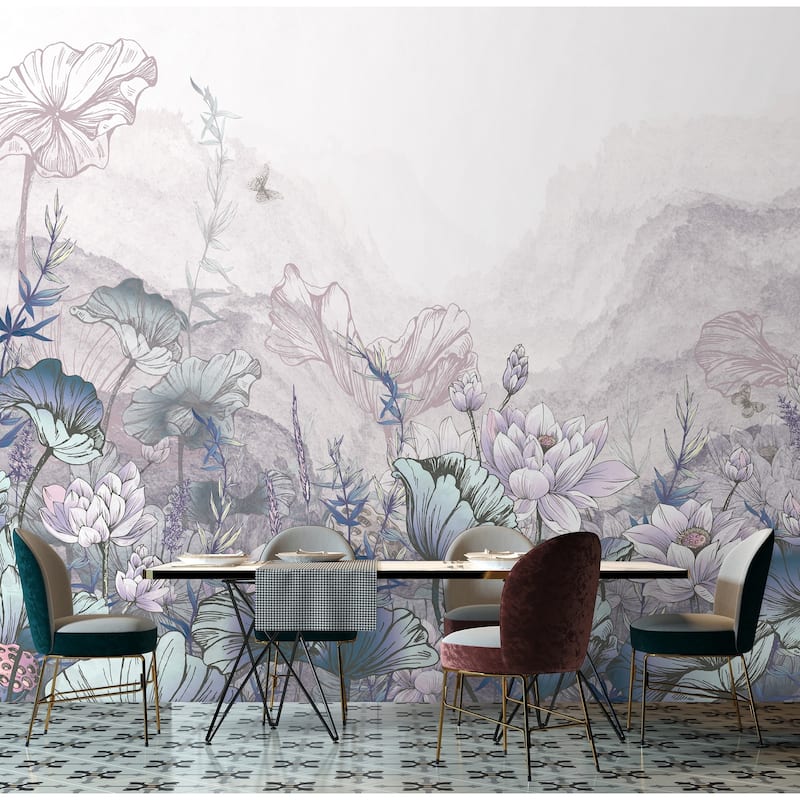 Tranquil Lotus Pond, Soft Botanical Wallpaper Mural