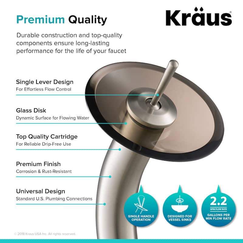 Kraus Waterfall Single Hole Vessel Bathroom Faucet