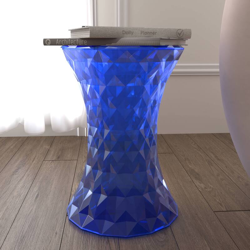 Plastic Side Table with a Diamond Pattern Design Clio Series