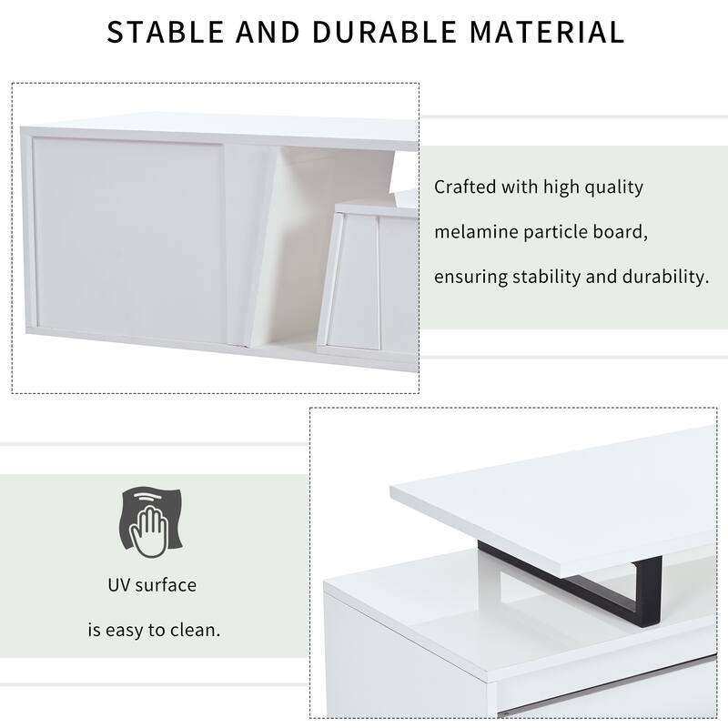Roomfitters Extendable TV Stand for up to 100 Inch TV, Modern Media Console Cabinet with Drawers and Storage