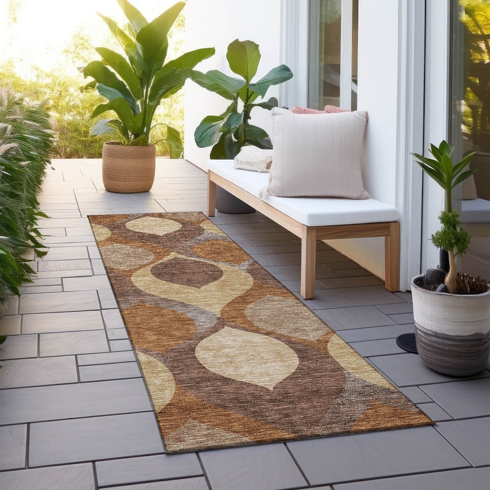 Machine Washable Indoor/ Outdoor Chantille Contemporary Geo Rug