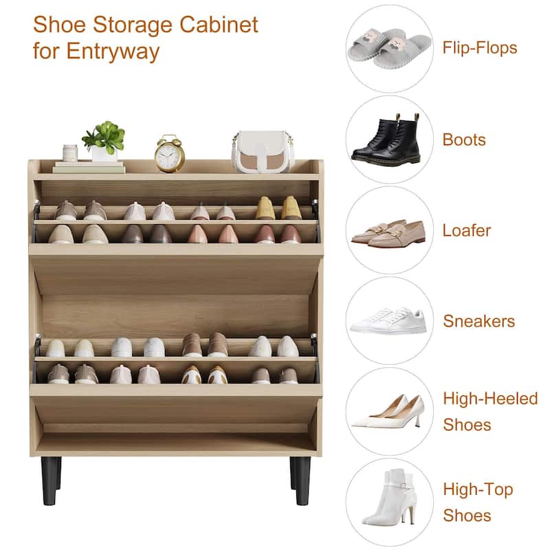 Drawer Wooden Shoe Cabinet with Adjustable Shelves