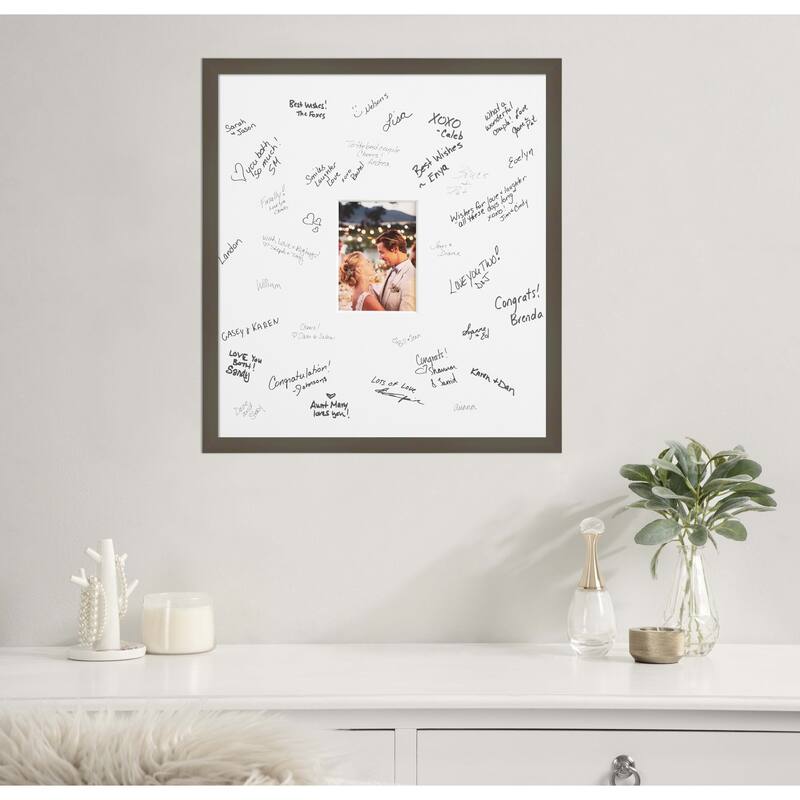 Svelte Signature Mat Picture Frame - Autograph Photo Frame Guest Book Alternative for Weddings, Graduations, or Retirement