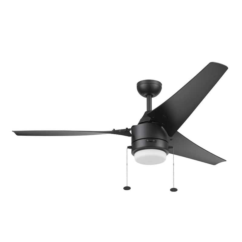 56" Prominence Home Teo Wet Rated Outdoor LED Ceiling Fan with Light, Pull Chain, Dual Mounting, Weather Resistant Blades