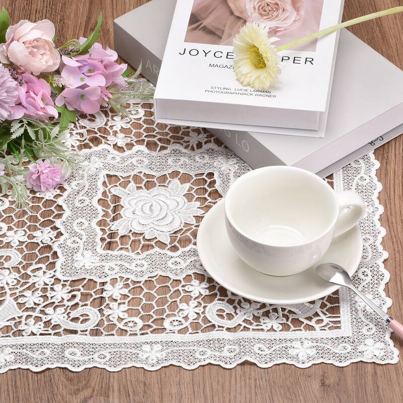 15x15-in Retro Lace Placemat Square French Crochet Doilies Coasters