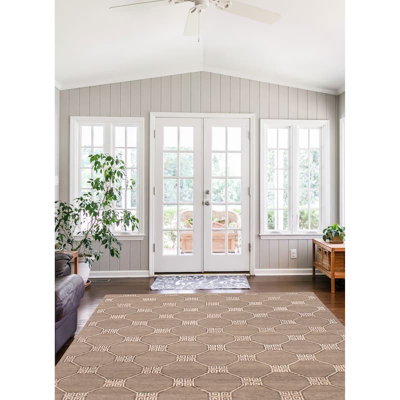 ECARPETGALLERY Hand-knotted Opulence Taupe Viscose, Wool Rug - 7'11 x 10'0