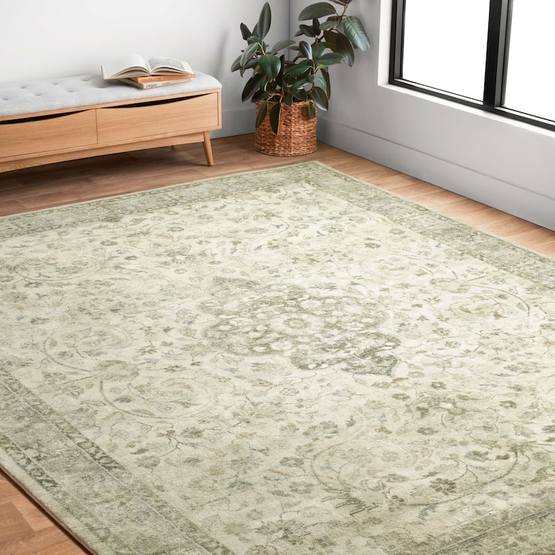 Alexander Home Juliet Ultra-Soft Distressed Traditional Rug - 2' 2" x 3' 8" - Ivory / Silver