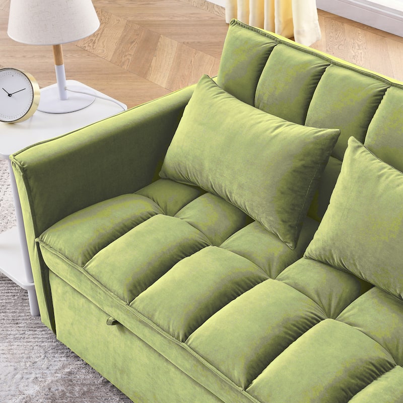 53.94Inch Convertible Sleeper Sofa with Two Side Pockets and 2 Pillows