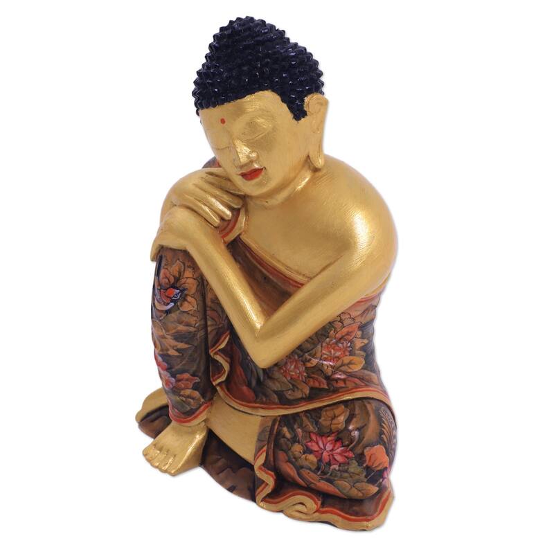 Novica Handmade Buddha Garden Wood Sculpture