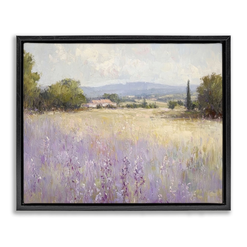 Stupell Lavender Farmland Meadow Framed Floater Canvas Wall Art Design By Petal Prints Design