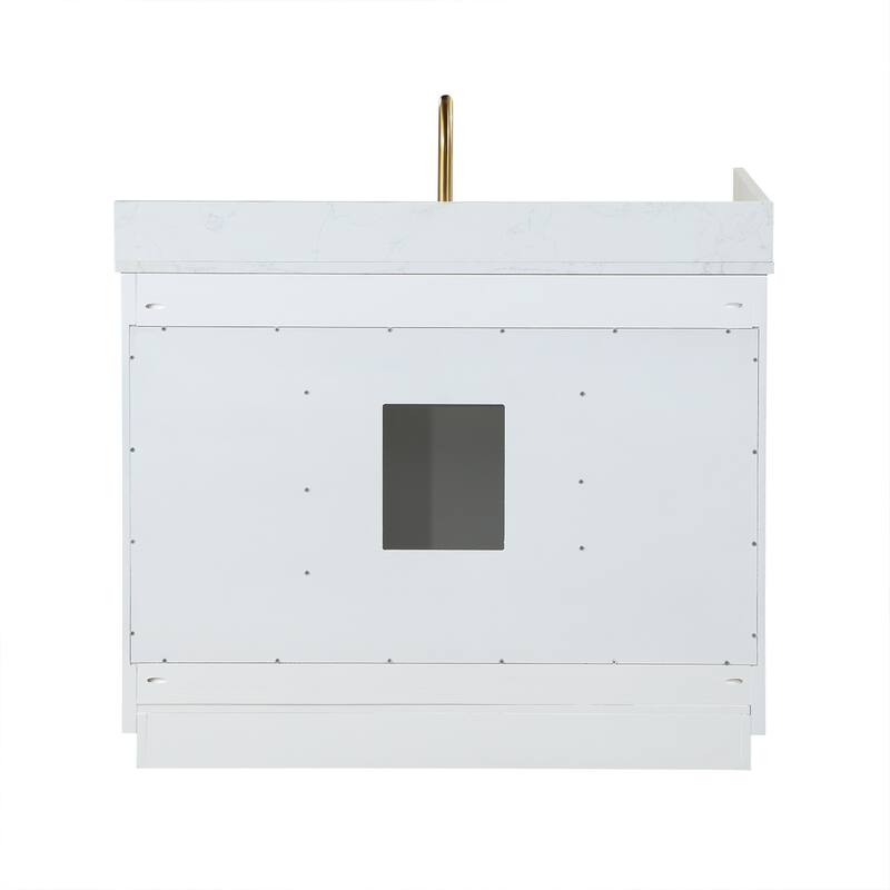 Altair Gavino Bath Vanity with Grain White Composite Stone Top, no Mirror