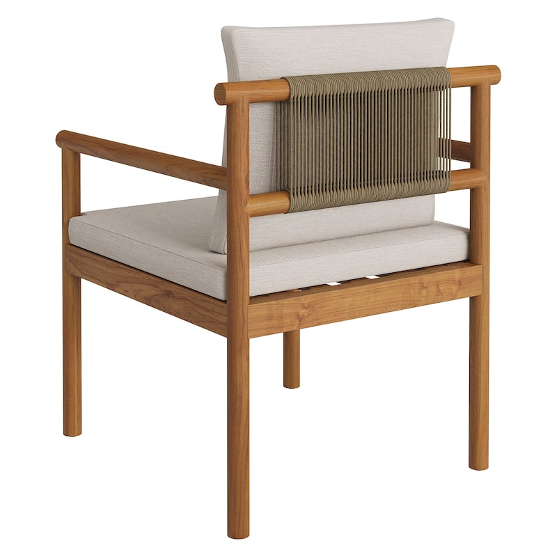 Eleni Outdoor Patio Teak Wood Rope Dining Chair