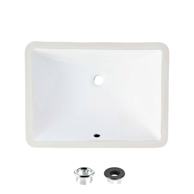 STYLISH Porcelain Rectangular 18 inches Undermount Ceramic Bathroom Sink with Overflow