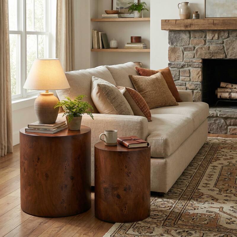 Christopher Knight Home - Mollet Modern 2-Piece Nesting Side End Table Set with Cylindrical Silhouette, Versatile Indoor Use