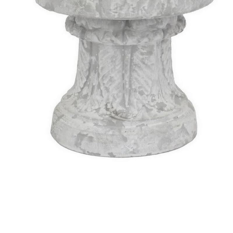 Kris Candle Holder, Hurricane Glass Top, White Gray Ceramic 14 Inch - White, Gray, Clear