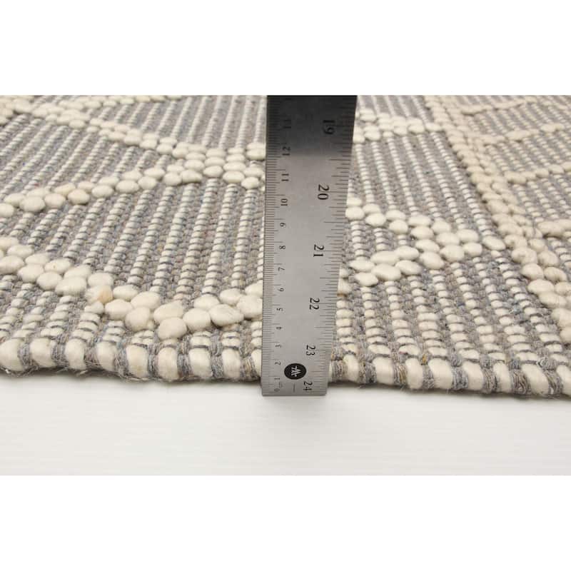 ECARPETGALLERY Braid weave Sienna Grey Wool Rug - 5'1 x 7'11