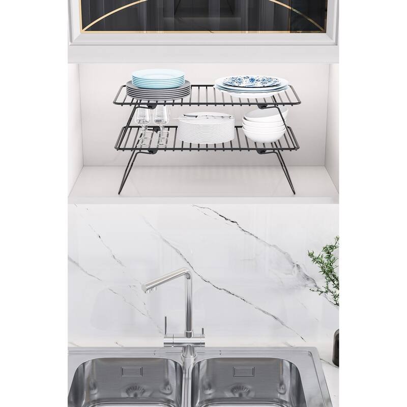 2-Pack Metal Kitchen Cabinet Shelf Organizer