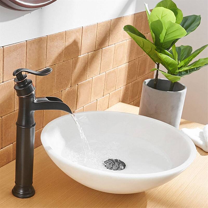 Waterfall Bathroom Vessel Faucet With Drain Assembly Single Handle Bathroon Vessel Sink Faucets One Hole Basin Vanity High Taps