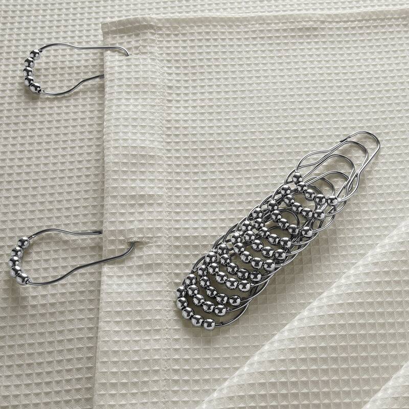 Exclusive Fabrics Modern Waffle Heavyweight Shower Curtains with Hooks Included, 71 Inches Long (1 Panel)