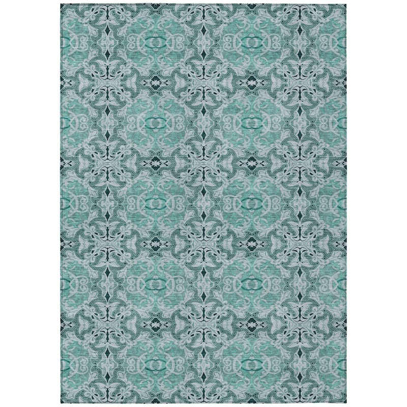 HomeRoots Medallion Transitional Rectangle Outdoor Rug