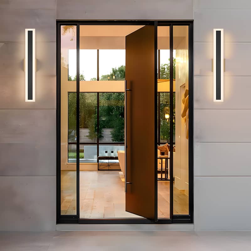 Outdoor Linear Integrated LED Wall Sconce Light Fixture with Bracket