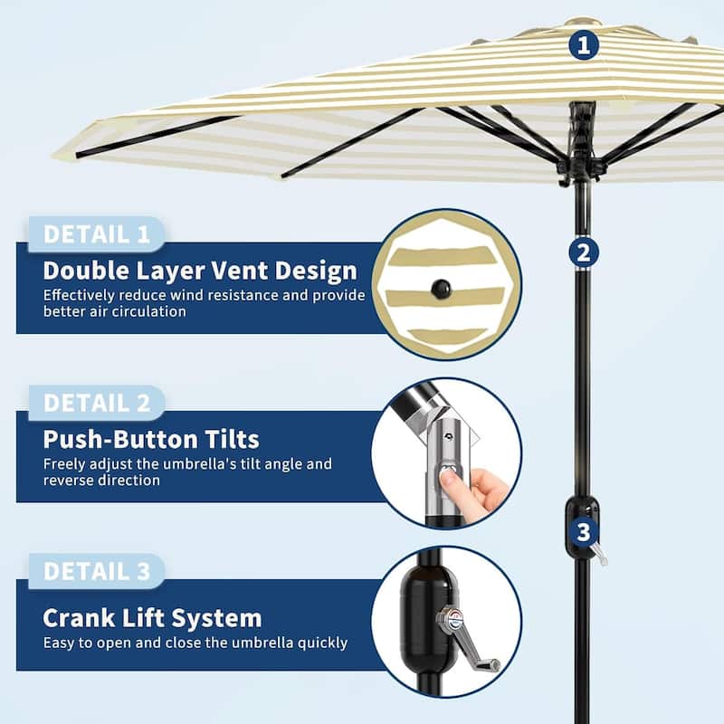 Outdoor 10FT Stripe Outdoor Patio Umbrella, UV Protection Waterproof for Pool Deck Yard