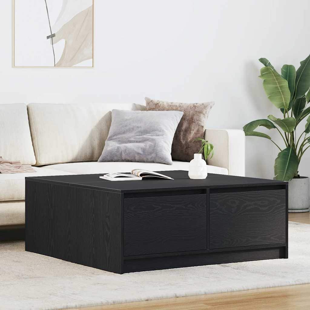 vidaXL Coffee Table Black Oak Engineered wood 39.4 in x 39.4 in x 15.7 in - 39.4 x 39.4 x 15.7