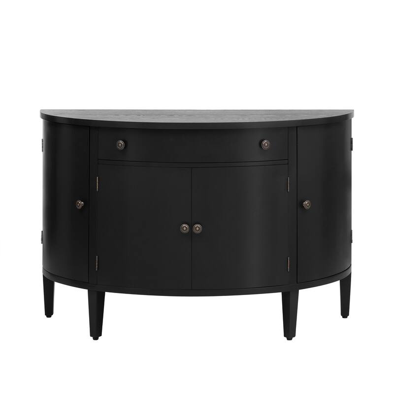 Curved Design Storage Cabinet with Adjustable Shelves and Drawer