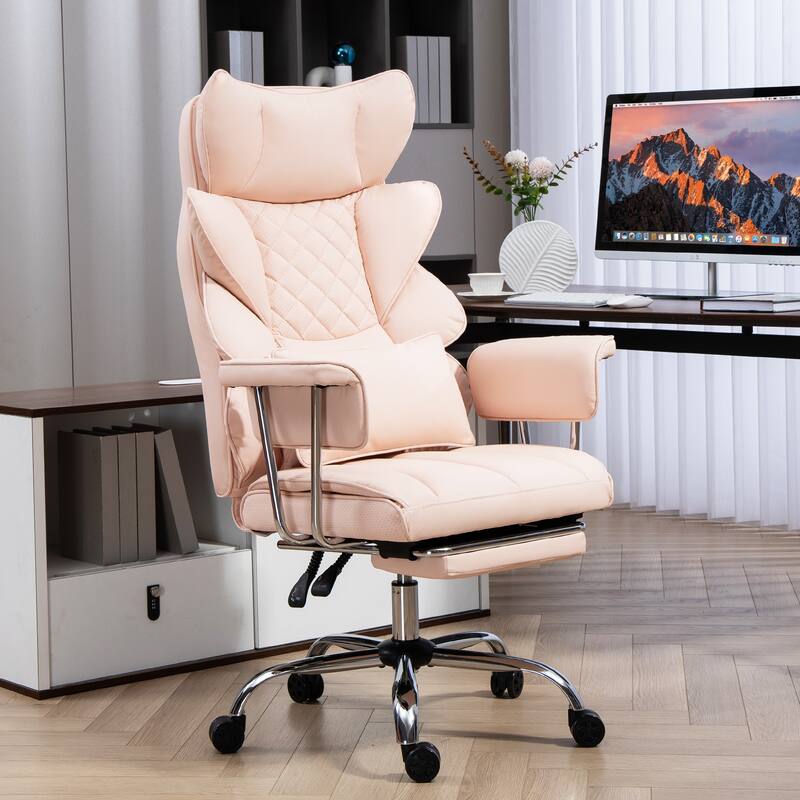 8-Point Massage Gaming Chair, Ergonomic Office Chair, Adjustable Backrest 90-135, Adjustable Armrests - Pink