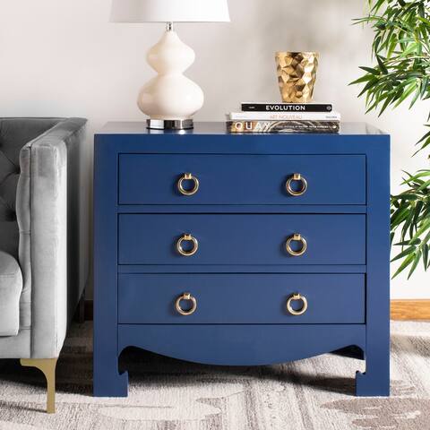 SAFAVIEH Dion 3 Drawer Chest - Lapis Blue / Gold