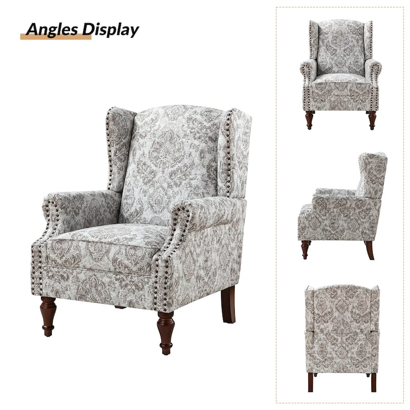 Gott Traditional Wingback Armchair with Solid Wood Legs Set of 2 by HULALA HOME