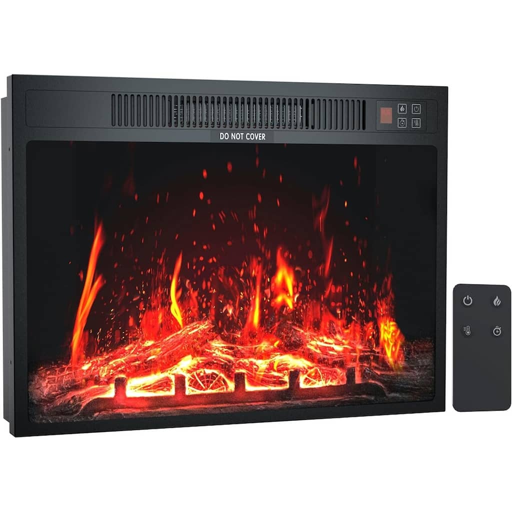 Kullavik Electric Fireplace Insert, 24in Freestanding 750/1500W Quiet Voice, 3 Flame Colors